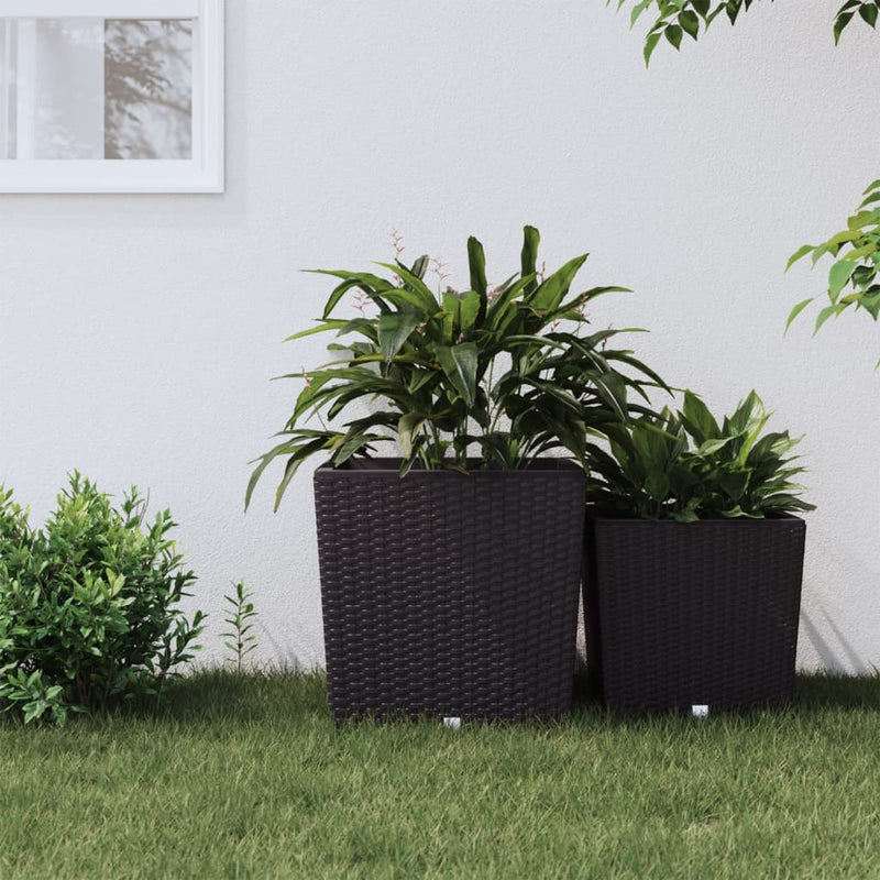 Load image into Gallery viewer, Vidaxl plantenbak met uitneembare bak rattan-look 37 64 l pp bruin
