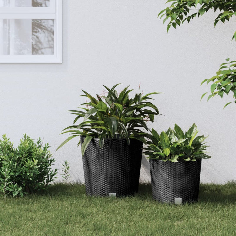 Load image into Gallery viewer, Vidaxl plantenbak uitneembare bak rattan-look 35 37,5 l pp antraciet
