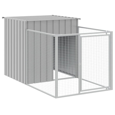 Vidaxl hondenhok met ren lichtgrijs 110x201x110 cm gegalvaniseerd staal