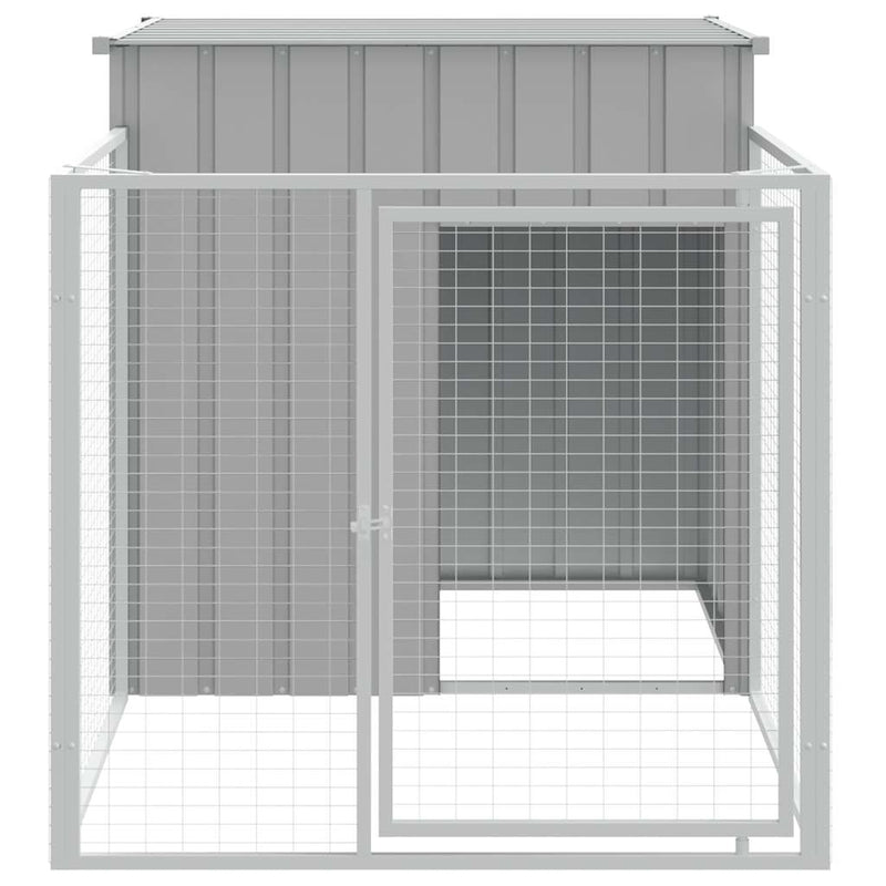 Load image into Gallery viewer, Vidaxl hondenhok met ren lichtgrijs 110x201x110 cm gegalvaniseerd staal
