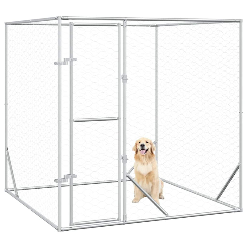 Load image into Gallery viewer, Vidaxl hondenkennel voor buiten 2x2x2 m gegalvaniseerd staal zilver
