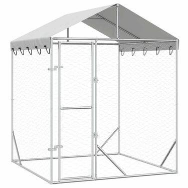 Vidaxl hondenkennel met dak 2x2x2,5 m gegalvaniseerd staal zilver
