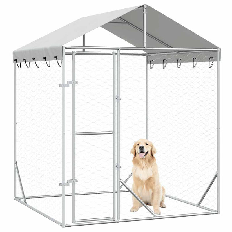 Load image into Gallery viewer, Vidaxl hondenkennel met dak 2x2x2,5 m gegalvaniseerd staal zilver
