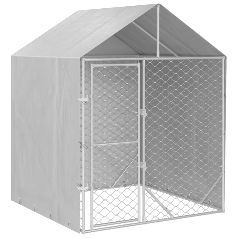 Load image into Gallery viewer, VidaXL Hondenkennel met dak 2x2x2,5 m gegalvaniseerd staal zilver
