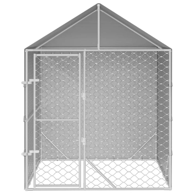 Load image into Gallery viewer, VidaXL Hondenkennel met dak 2x2x2,5 m gegalvaniseerd staal zilver

