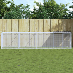 Vidaxl kippenhok met dak 403x98x90 cm gegalvaniseerd staal lichtgrijs