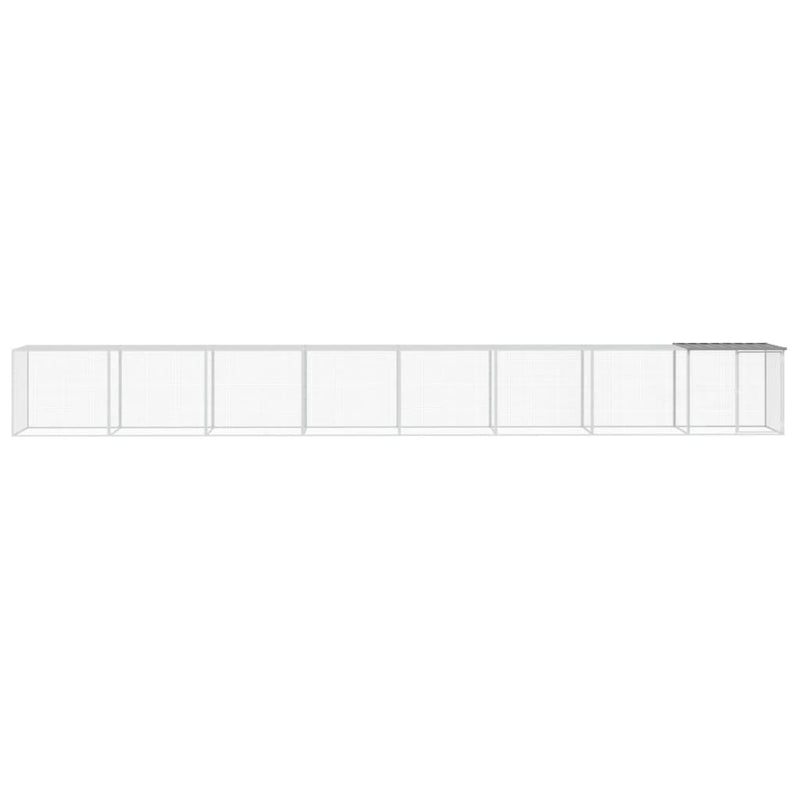 Load image into Gallery viewer, VidaXL Kippenhok met dak 803x98x90 cm gegalvaniseerd staal lichtgrijs
