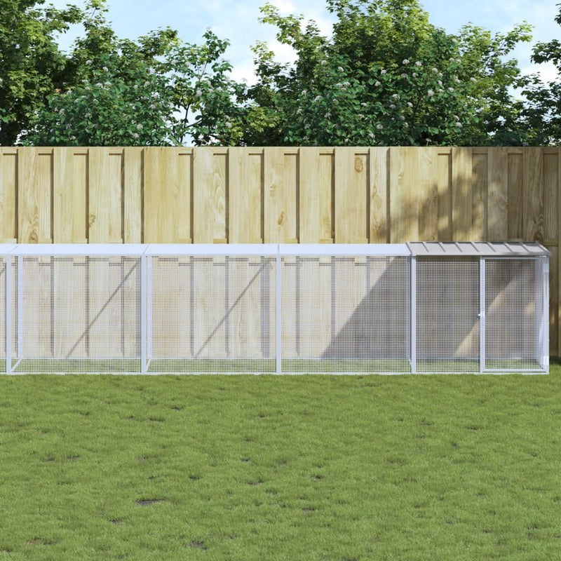 Load image into Gallery viewer, VidaXL Kippenhok met dak 803x98x90 cm gegalvaniseerd staal lichtgrijs
