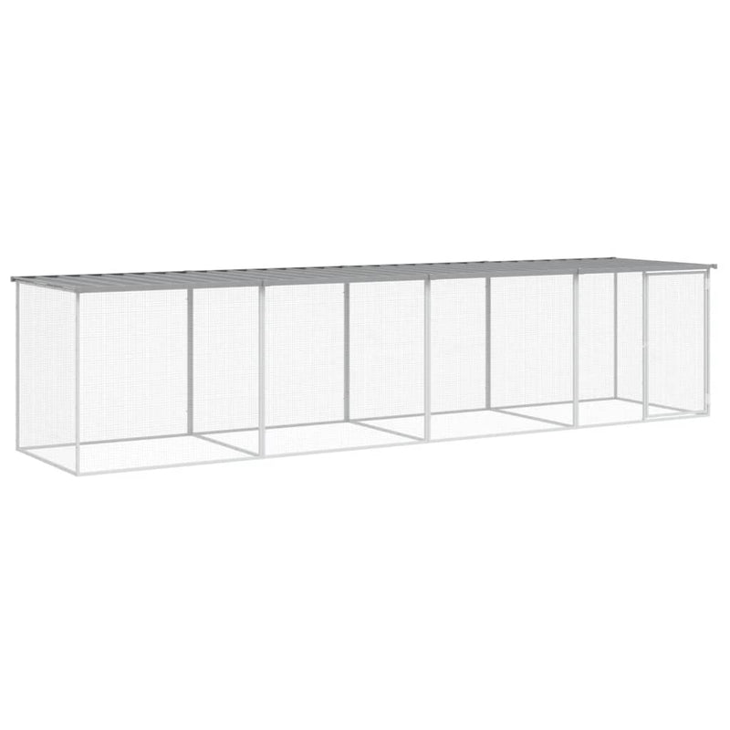 Load image into Gallery viewer, VidaXL Kippenhok met dak 403x98x90 cm gegalvaniseerd staal lichtgrijs
