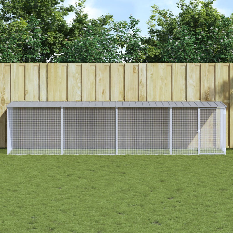 Load image into Gallery viewer, VidaXL Kippenhok met dak 403x98x90 cm gegalvaniseerd staal lichtgrijs
