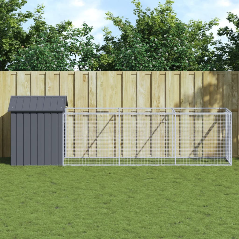 Load image into Gallery viewer, VidaXL Hondenhok met dak 117x405x123 cm gegalvaniseerd staal antraciet
