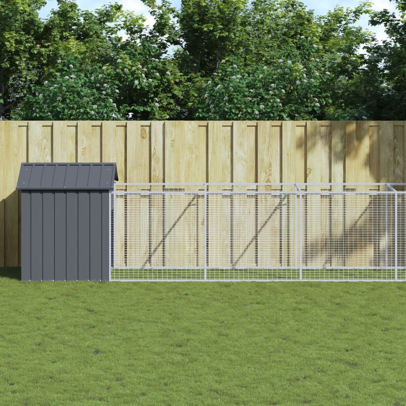 Load image into Gallery viewer, VidaXL Hondenhok met dak 117x1221x123 cm staal antracietkleurig
