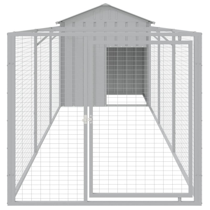 Load image into Gallery viewer, VidaXL Hondenhok met dak 117x405x123 cm staal lichtgrijs

