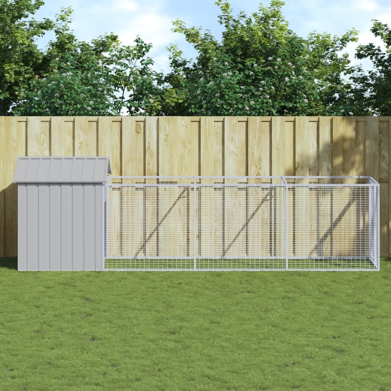 Load image into Gallery viewer, VidaXL Hondenhok met dak 117x405x123 cm staal lichtgrijs
