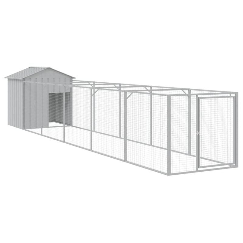 Load image into Gallery viewer, VidaXL Hondenhok met dak 117x609x123 cm staal lichtgrijs
