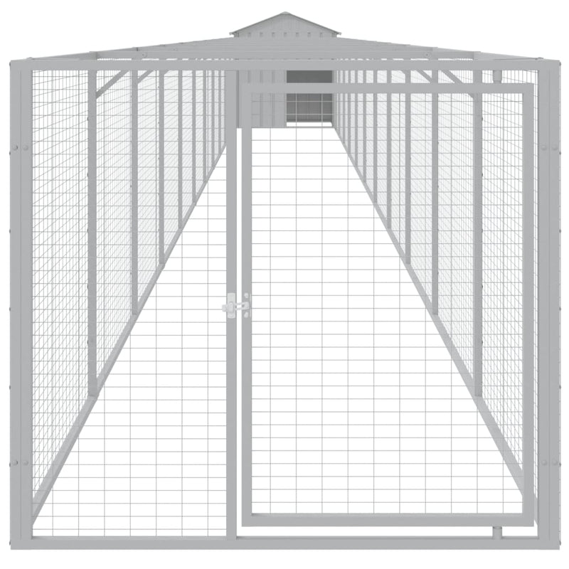 Load image into Gallery viewer, VidaXL Hondenhok met dak 117x1221x123 cm staal lichtgrijs

