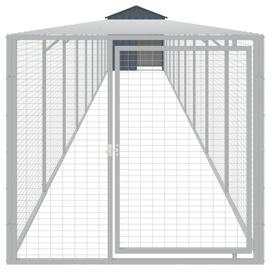 VidaXL Kippenhok met ren 117x1017x123 cm staal antracietkleurig