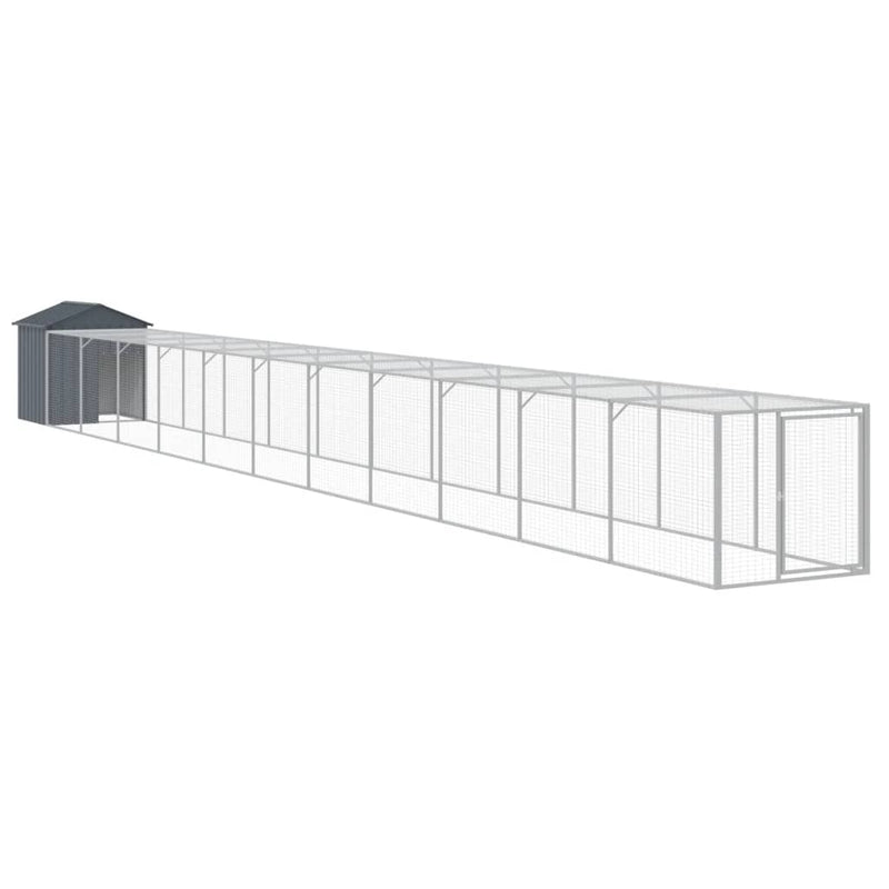 Load image into Gallery viewer, VidaXL Kippenhok met ren 117x1221x123 cm staal antracietkleurig
