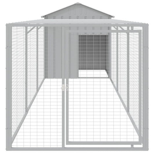 VidaXL Kippenhok met ren 117x405x123 cm staal lichtgrijs