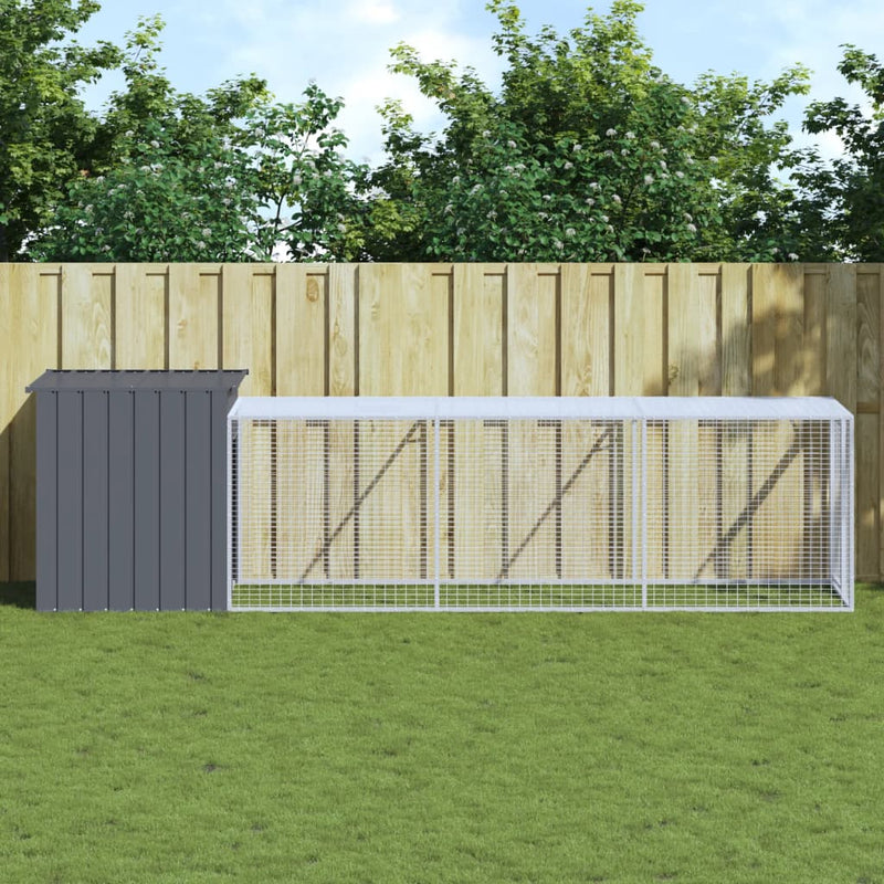 Load image into Gallery viewer, VidaXL Kippenhok met ren 110x405x110 cm gegalvaniseerd staal antraciet
