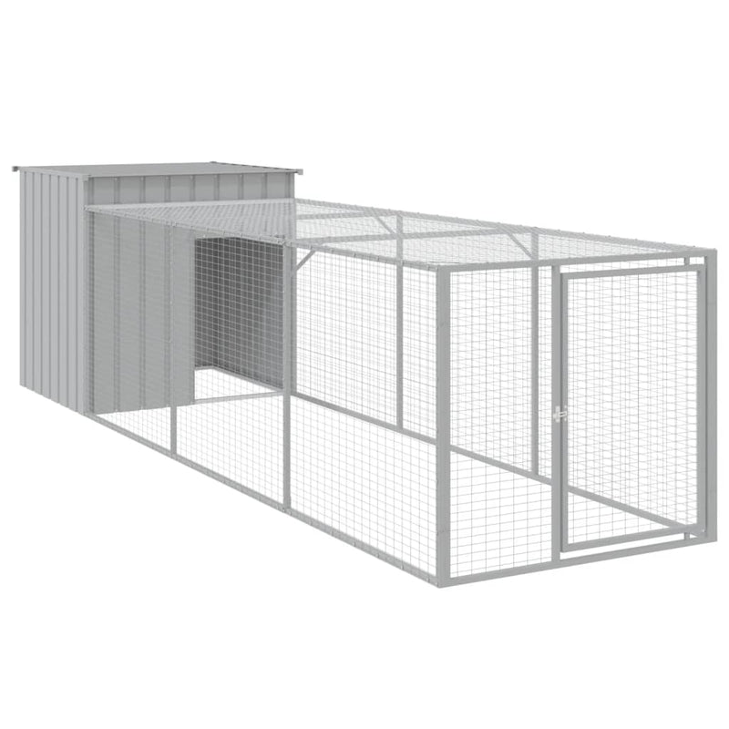 Load image into Gallery viewer, VidaXL Kippenhok met ren 110x405x110 cm staal lichtgrijs

