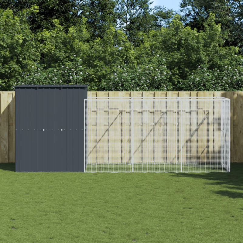 Load image into Gallery viewer, VidaXL Hondenhok met ren 165x455x181 cm gegalvaniseerd staal antraciet
