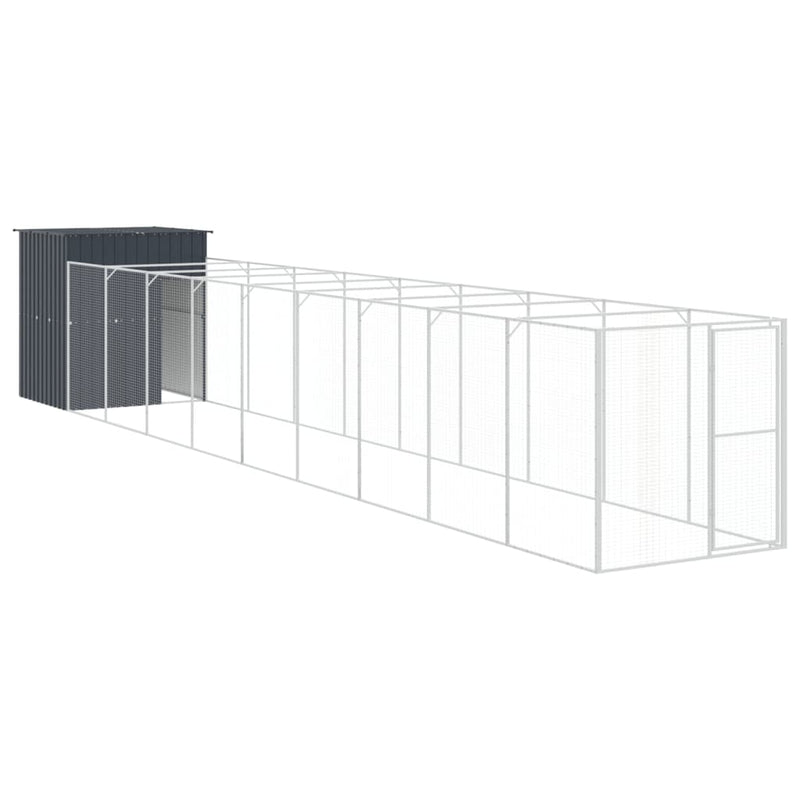 Load image into Gallery viewer, VidaXL Hondenhok met ren 165x1067x181 cm staal antraciet
