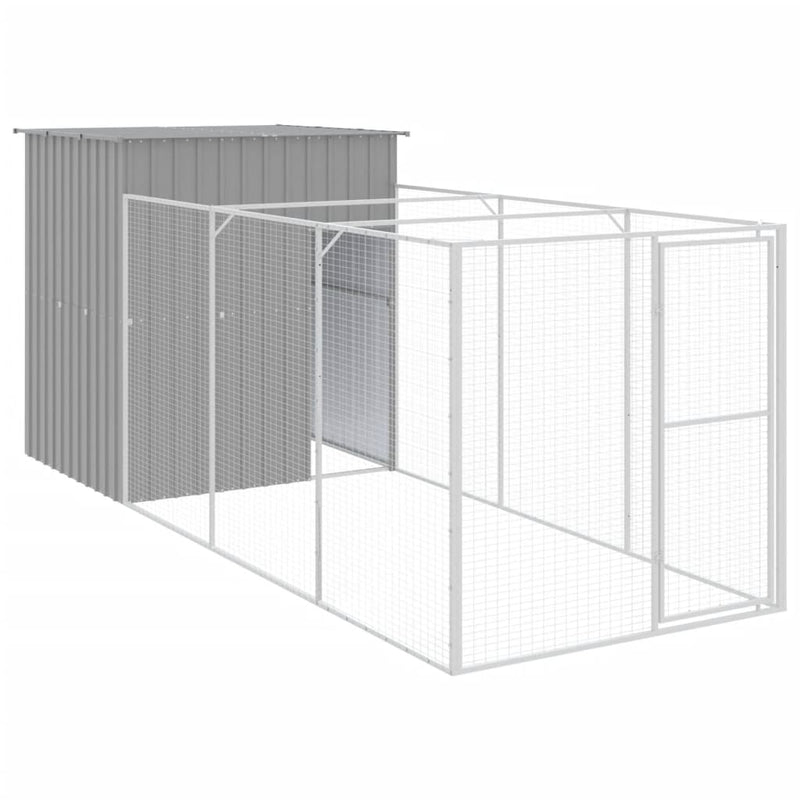 Load image into Gallery viewer, VidaXL Hondenhok met ren 165x455x181 cm staal lichtgrijs
