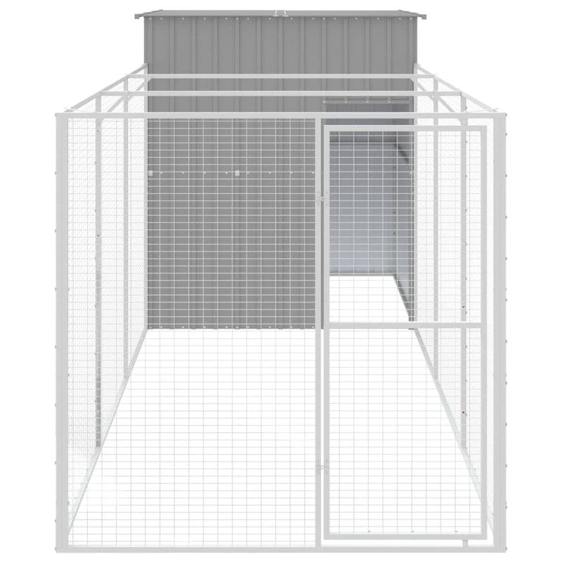 Load image into Gallery viewer, VidaXL Hondenhok met ren 165x455x181 cm staal lichtgrijs
