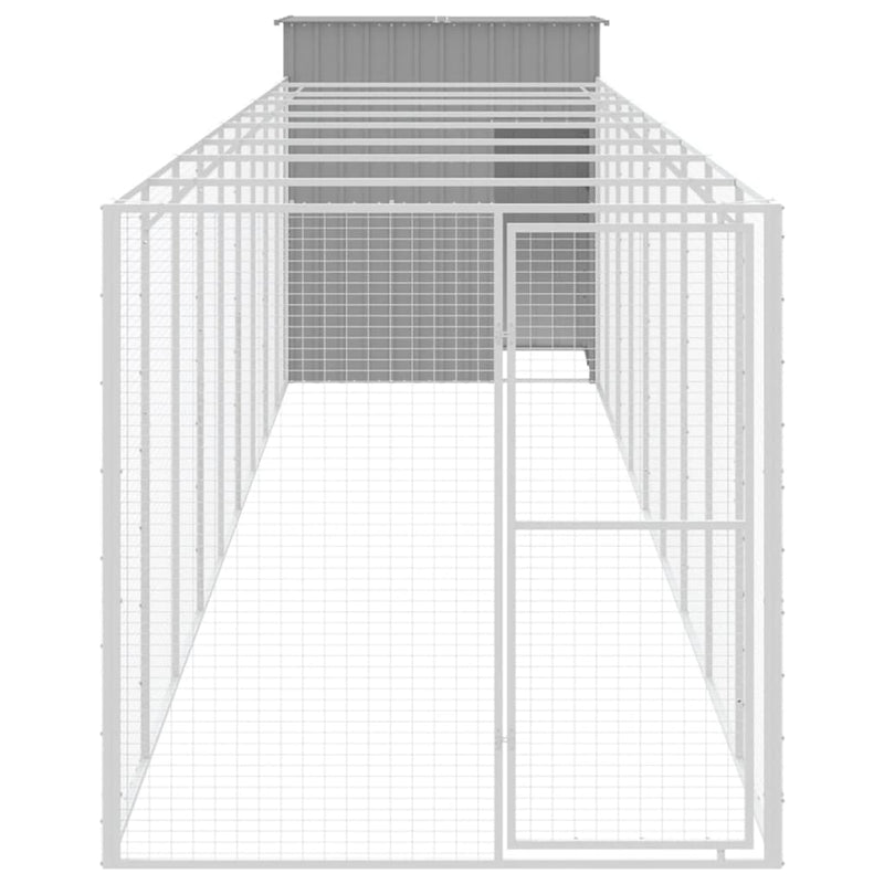 Load image into Gallery viewer, VidaXL Hondenhok met ren 165x1.067x181 cm staal lichtgrijs
