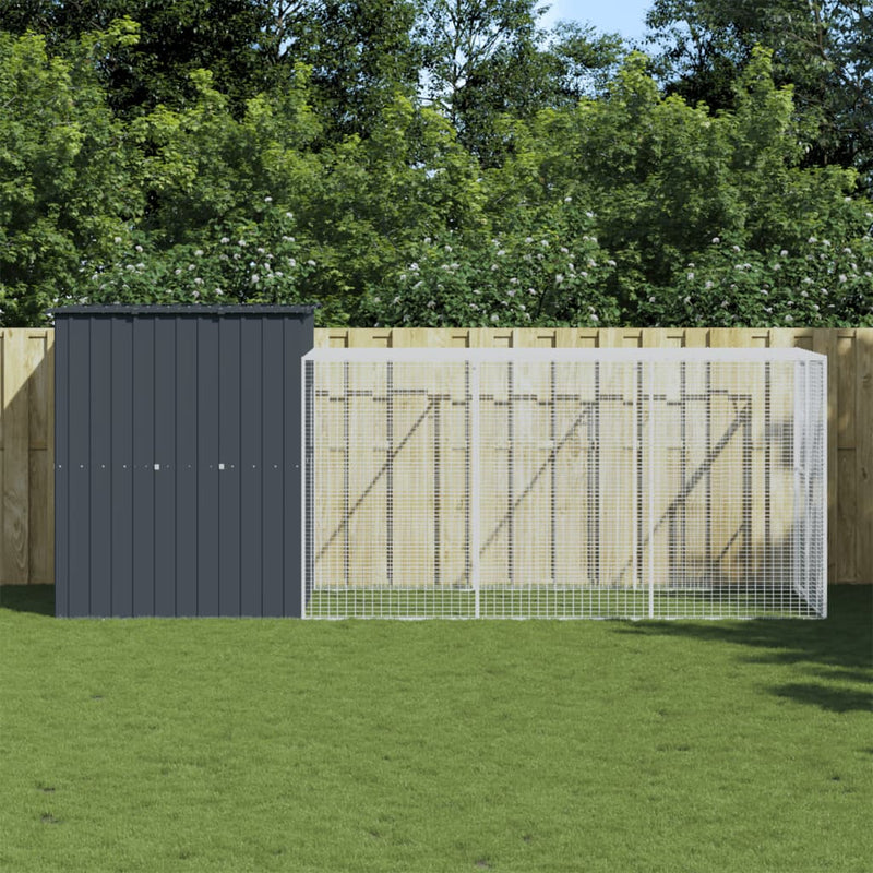 Load image into Gallery viewer, VidaXL Kippenhok met ren 165x455x181 cm gegalvaniseerd staal antraciet
