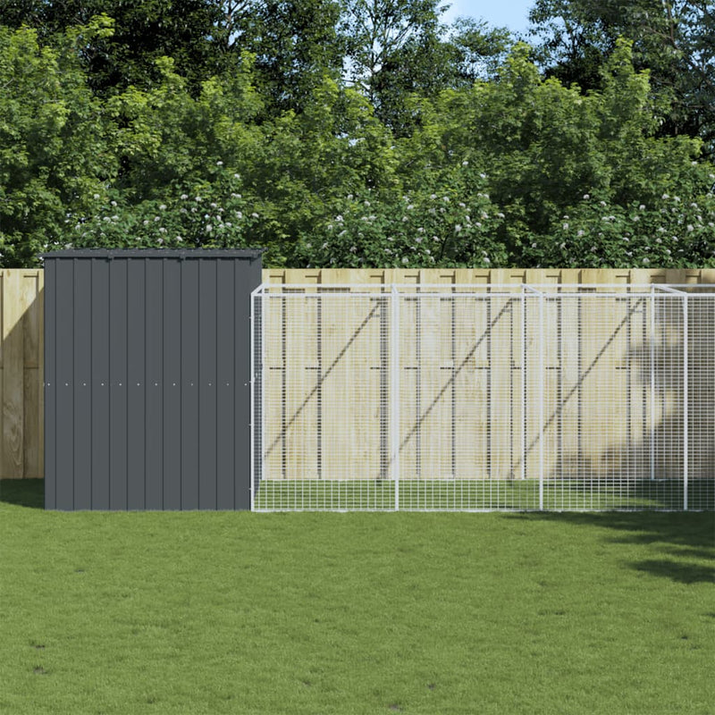 Load image into Gallery viewer, VidaXL Hondenhok met ren 214x1273x181 cm staal antraciet

