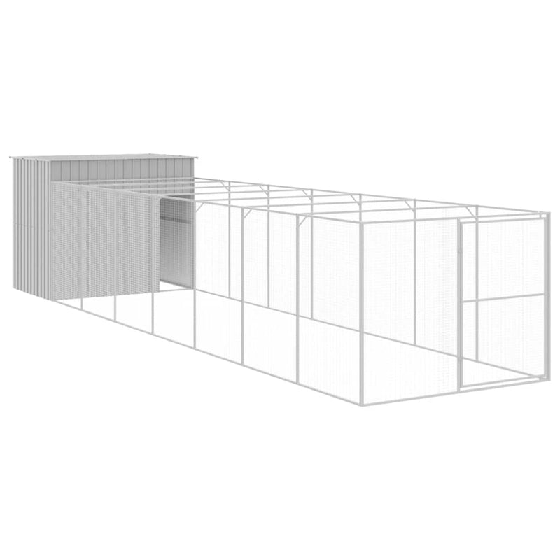 Load image into Gallery viewer, VidaXL Hondenhok met ren 214x865x181 cm staal lichtgrijs
