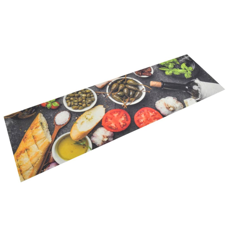 Load image into Gallery viewer, Vidaxl keukenmat wasbaar wijn- en dinerprint 45x150 cm fluweel
