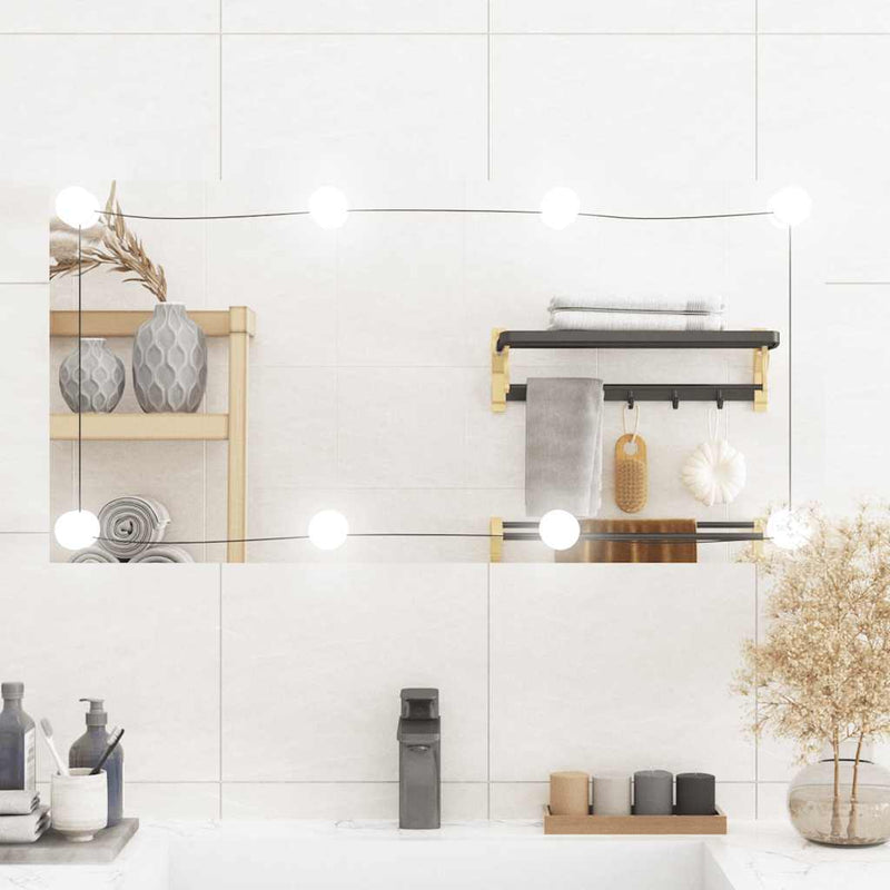 Load image into Gallery viewer, VidaXL Wandspiegel met LED's rechthoekig 40x80 cm glas
