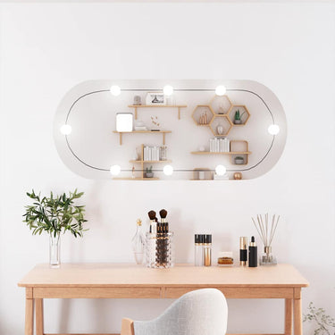 Vidaxl wandspiegel met led's ovaal 25x60 cm glas