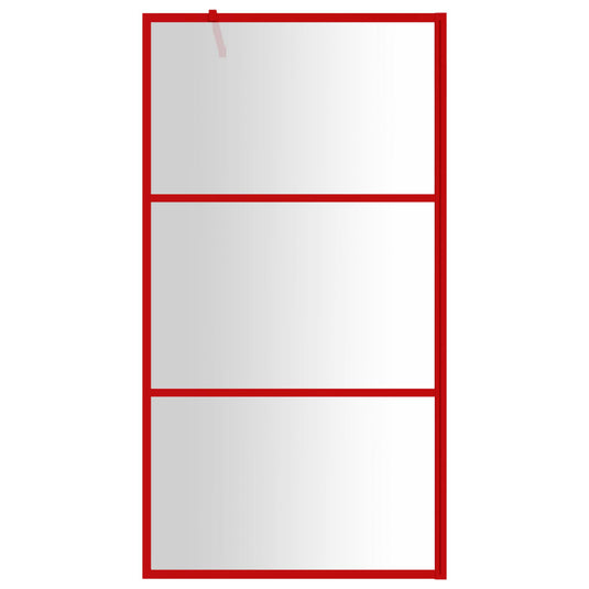 Vidaxl inloopdouchewand transparant 100x195 cm esg-glas rood