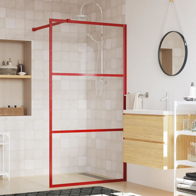 Load image into Gallery viewer, VidaXL Inloopdouchewand transparant 115x195 cm ESG-glas rood
