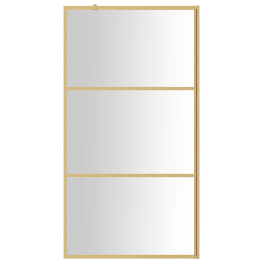 VidaXL Inloopdouchewand transparant 115x195 cm ESG-glas goudkleurig