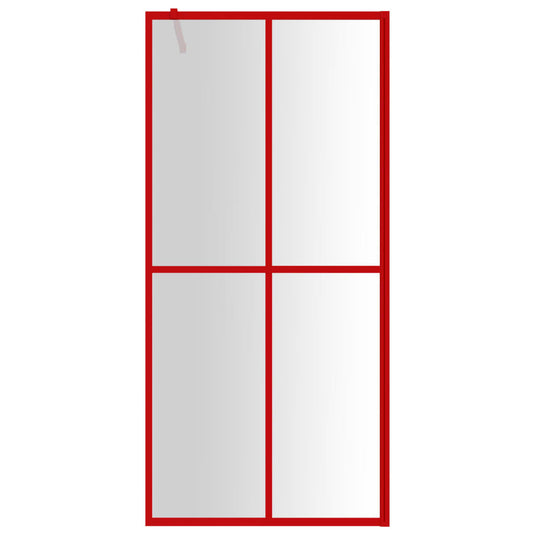 Vidaxl inloopdouchewand transparant 80x195 cm esg-glas rood