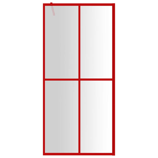 Vidaxl inloopdouchewand transparant 100x195 cm esg-glas rood