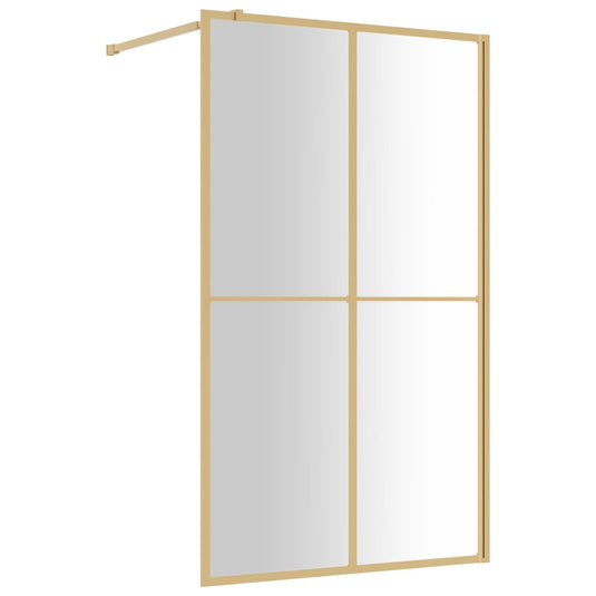 VidaXL Inloopdouchewand transparant 118x195 cm ESG-glas goudkleurig