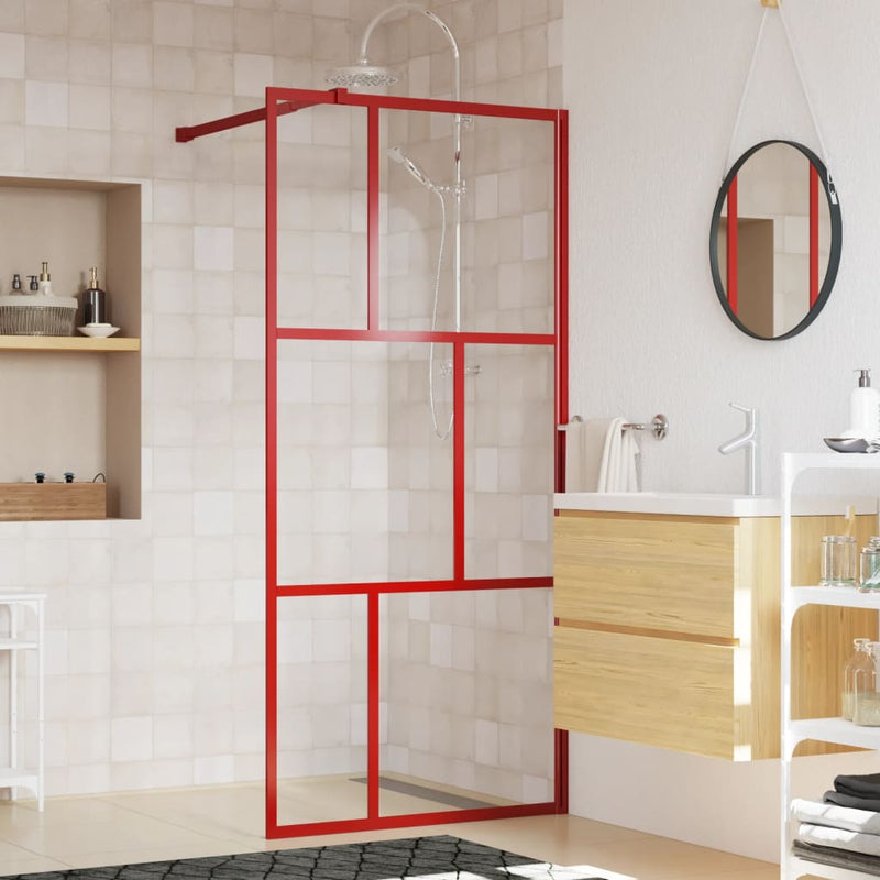 Load image into Gallery viewer, Vidaxl inloopdouchewand transparant 80x195 cm esg-glas rood

