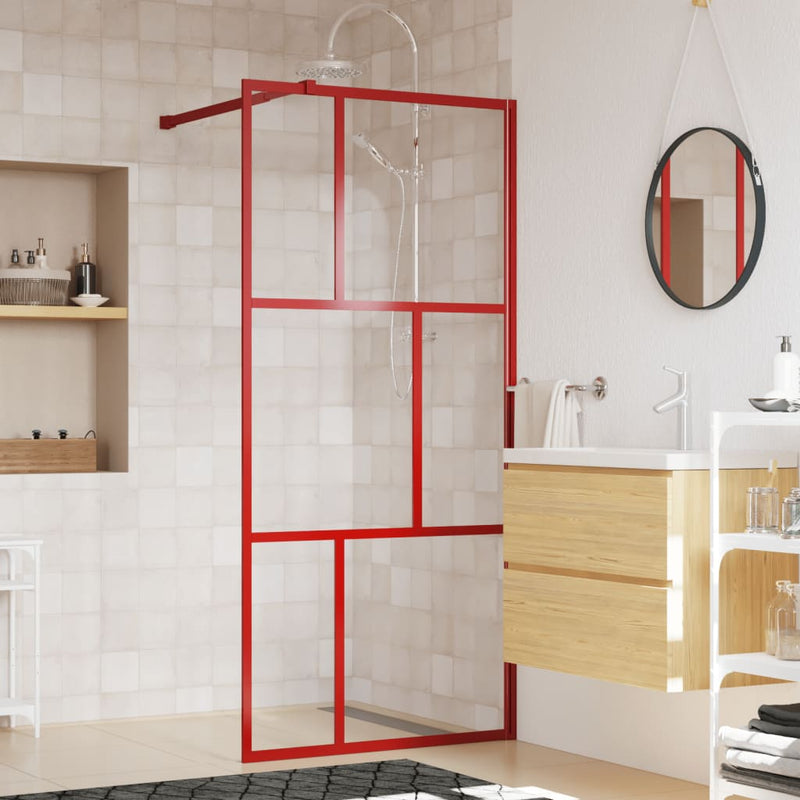 Load image into Gallery viewer, Vidaxl inloopdouchewand transparant 90x195 cm esg-glas rood
