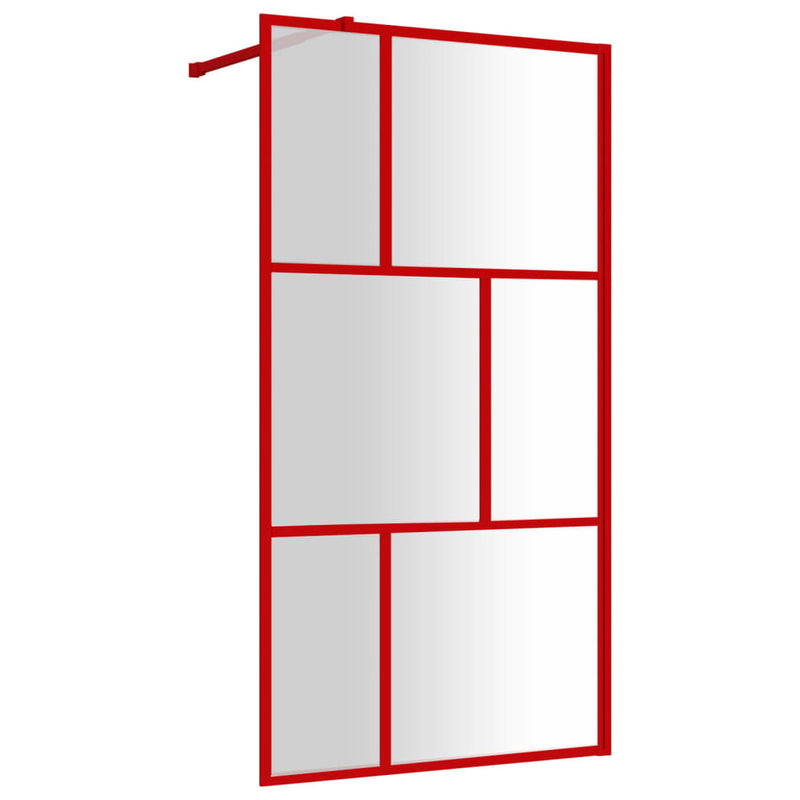 Load image into Gallery viewer, VidaXL Inloopdouchewand transparant 115x195 cm ESG-glas rood
