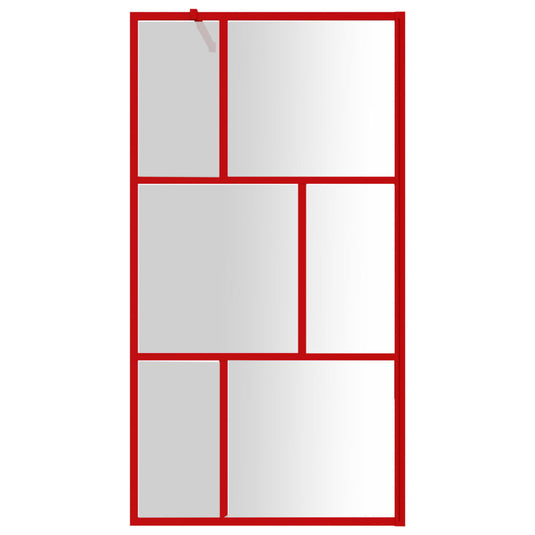 VidaXL Inloopdouchewand transparant 115x195 cm ESG-glas rood
