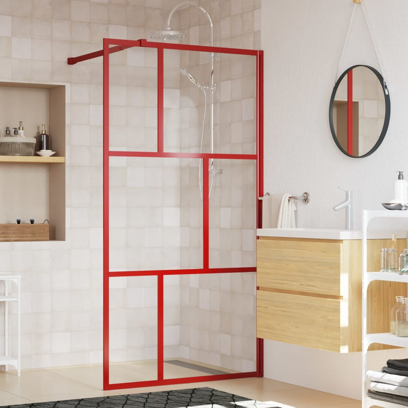 Load image into Gallery viewer, VidaXL Inloopdouchewand transparant 115x195 cm ESG-glas rood
