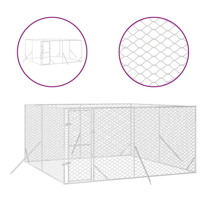 Load image into Gallery viewer, VidaXL Hondenkennel voor buiten 4x4x2 m gegalvaniseerd staal zilver

