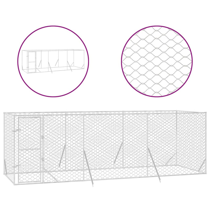 Load image into Gallery viewer, VidaXL Hondenkennel voor buiten 6x2x2 m gegalvaniseerd staal zilver
