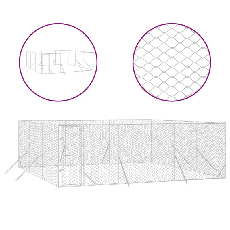 Load image into Gallery viewer, VidaXL Hondenkennel voor buiten 6x6x2 m gegalvaniseerd staal zilver
